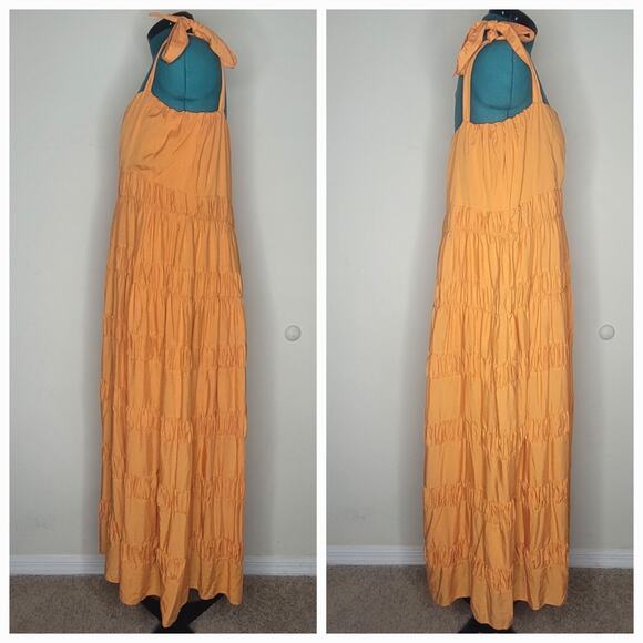 Dissh Amma‎ Marigold Tie Midi Dress Linen Tencel Blend Sustainable US 10 / AU 14 - Picture 3 of 8